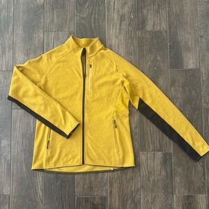 Mons Royale Jacket Womens Medium Merino Wool Full Zip Yellow Black Midlayer